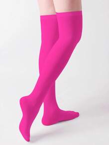 1 Pair Multi-Color Velvet Over-The-Knee High Socks, Fashion & Versatile, Spring And Autumn