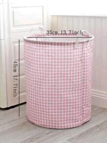 布艺洗衣篮，衣物和玩具收纳箱，防水内层，可折叠 - 粉色 - 查看 4