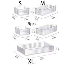 HOUSHELIF 5pcs/7pcs/10pcs Set Drawer Cosmetic Organizer, Perfume Storage Container, Vanity Skin Care Product Storage Box, Clear Multi-Size Combination Lotion And Sample Storage Box, Ideal For Storing Cosmetics, Bathroom Cabinet Storage, Office Supplies Arrangement, Kitchen Tool Organizer Shelf