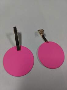 2pcs Fashionable Exaggerated Geometric Round Pendant Clip Earrings, Suitable For Earless Women For Party Occasions - Clip - View 7