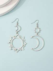 1 paire de boucles d'oreilles géométriques évidées de grande taille, simples et à la mode