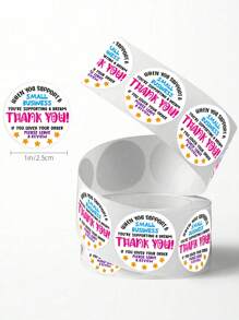 500pcs/Roll Thank You English Adhesive Stickers, Colorful Round Thankyou Labels Recommended For Baking, Beverage, Small Business, Gifts, Cards, DIY Packaging