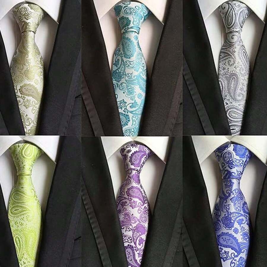 WeiShang Lot 6 PCS Classic Men's Tie Necktie Woven JACQUARD Neck Ties - PS11_A - 查看 1