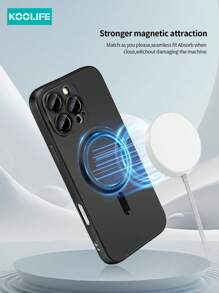 1pc Koolife Soft Silicone Magnetic Wireless Charging Magsafe Fully Protective Phone Case, Ultra-Thin Matte Metal Painted Anti-Fall Lens Cover, Built-In Buttons Compatible With IPhone 11/12/12Pro/12ProMax/13/13Pro/13ProMax/14/14Plus/14Pro/14ProMax/15/15Pro/15Plus/15ProMax/16/16Pro/16Plus/16ProMax