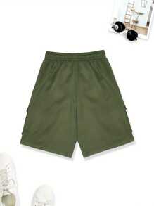 Men's Casual Solid Color Cargo Shorts - Army Green - View 3