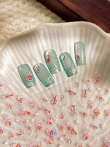 1 件闪光日本锦鲤美甲贴纸 - 海洋主题金鱼贴花，自粘式美甲装饰，适用于美甲饰品、DIY。