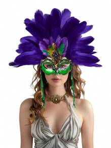 1 st. Elegante veren vermomming masker hoofdtooi, carnaval hoofddeksel, showgirl kostuum accessoires voor vrouwen