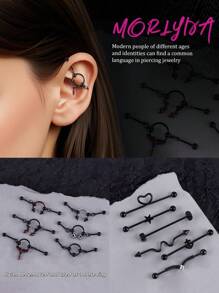 1 pieza de piercing industrial multiusos estilo grunge, punk, gótico, con forma de estrella y corazón, para nariz, de acero inoxidable, con forma de diente y murciélago, para hombre y mujer, con forma de barra industrial para labio, corazón, nariz, cadena, cartílago, hélice, piercing, piercing industrial con forma de araña, joyería para piercing corporal de 38 mm y 1 y 1/2 pulgada, para Navidad, regalo de Halloween, fiesta, uso diario, salidas nocturnas, reuniones sociales, uso diario