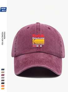 1pc Vintage Korean Style BLACK Film Print Adjustable Casual Baseball Cap, Unisex Retro Trucker Hat, Soft Peak, All Season, Suitable For Leisure, Hiking, Photography, Birthdays, Parties, Holiday & Valentine's Day Gifts