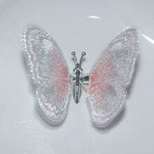 1pc Motion Sensor Metal Butterfly Hair Clip For Girls, 3D Embroidery Princess Style Hair Accessory