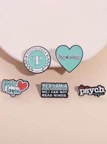 5 件装不，我无法读懂心灵心理学珐琅别针关爱心理健康金属胸针翻领背包徽章珠宝礼物