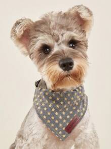 1pc Star Pattern Bib With Leash Clip, Suitable For Pet Decoration And Outdoor Walking, Letter Is Random, Stitching Color Is Random