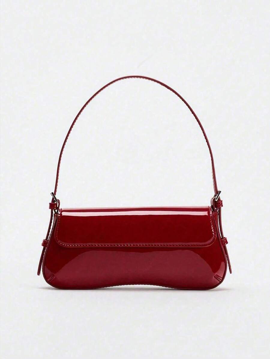 Nouveau sac à main 2025  enrobé brillant, sac à bandoulière. Style rétro classique avec sangle. Sac besace simple et élégant de couleur unie. Charme élégant et poche discrète sous le bras. Convient pour le travail, les trajets, les sorties quotidiennes, les courses, les rendez-vous et les voyages.