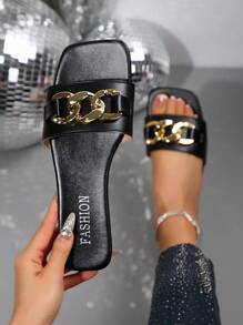 Damen Strand Slipper mit quadratischer Zehenpartie und rutschfester Sohle