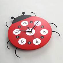 1pc 12-Inch Silent Ladybug Wall Clock, Wall Hanging Decor, Crafts, Suitable For Bedroom, Home, Dorm, Bathroom, Home Decoration, Room Decoration, Office Decoration, Wall Clock, Holiday Gift, New Home Decor