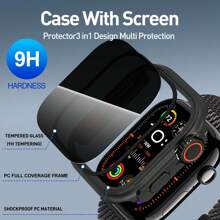 Apple Watch Case, Privacy Apple Watch Case Compatible With Apple Watch Series 10/9/8/7/6/5/4/Series SE2/SE , Privacy Tempered Glass Screen Protector,[Anti-Peeping] Full Coverage PC Hard Cover Bumper Compatible With Apple Watch Series (Black 40mm/41mm/42mm/44mm/45mm/46mm)