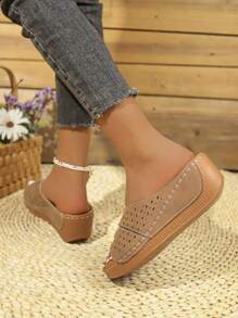 Women's Summer Criss-Cross Open Toe High Heel Casual Sandals With Hollow-Out Design, Thick Platform, Rhinestone Decor, Suitable For Outdoor Wear