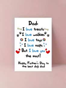 1pc Funny Dog Dad Fathers Day Card From Son Daughter, Cute Dog Dad Gifts For Men, Happy Father's Day Card For Him, Father's Day Greeting Card For Fathers Day, Birthday - Multicolor - View 6