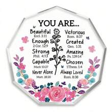 1pc Prachtige Acryl Plaquette - Inspirerend Christelijk Geschenk Met Opbeurende Bijbelvers En Gebed Voor Vrouwen, Beste Vriend, Huis, Woonkamer, Kantoorinrichting - Perfect Religieus Geschenk Voor Haar