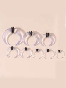 7pcs/Set Fashionable Transparent Invisible Acrylic Stretching Earplug Horn Shaped Ear Gauges