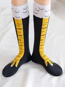 2 pares de calcetines sexys de mujer con patas de pollo, calcetines graciosos y personalizados tipo chimenea, calcetines lindos por encima de la rodilla, calcetines finos con forma de patas de pollo - Multicolor - Ver 9