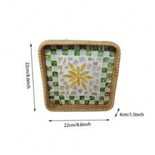 3 piezas/1 pieza Bandeja rectangular de rattan para frutas, bandeja de almacenamiento multifuncional para frutas, exquisita para restaurantes