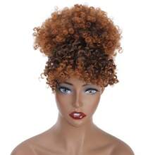 Afro Puff Drawstring Ponytail With Kinky Curly Hair Clip In Bangs Short Ponytail Extension Updo Hairpieces Short Curly Puff Ponytail With Bangs Clip In Wrap Updo Hairpiece For Women - Multicolor - View 10