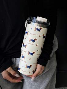 1 件 30 盎司蓝色腊肠犬印花双层不锈钢保温杯，平底杯，咖啡杯，汽车杯，水瓶，户外水杯，独特茶杯盖设计，适用于户外、办公室、家庭、学校、汽车等，生日礼物，节日礼物，母亲节礼物，父亲节礼物，返校礼物，情人节礼物