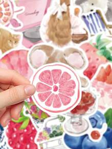 50pcs Mediterranean Style Artistic Stickers PVC Gift Cartoon Decoration Scrapbook Laptop Luggage Guitar Water Cup Phone Case DIY Decal,School Supplies,Back To School