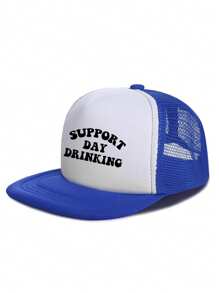 1 件装卡车司机帽字母印花男女通用海绵帽棒球帽可调节宽边太阳帽夏季平檐帽