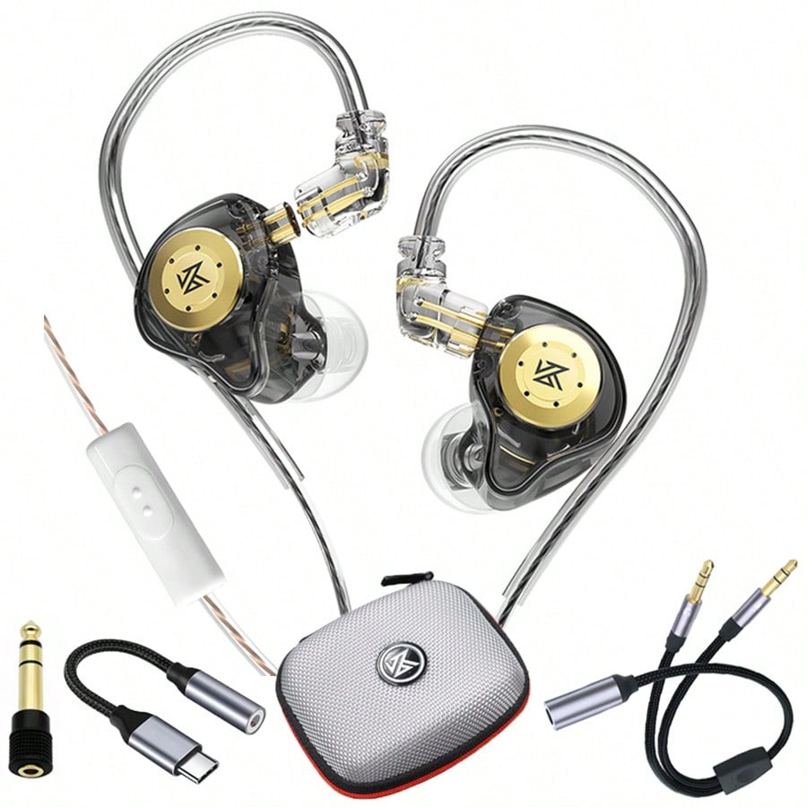KZ EDX PRO Dynamic HiFi Earphones With Microphone, Line Control For Smartphones, Computers, Gaming, In-Ear Sports Music Earphones With Adapter Cable
