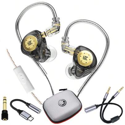  KZ EDX PRO Dynamic HiFi-hörlurar med mikrofon, linjekontroll för smartphones, datorer, spel, in-ear-sportmusikhörlurar med adapterkabel