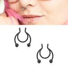 2Pcs Fake Nose Ring,Faux Piercing Jewelry Fake Nose Ring Hoop For Faux Septum Nose Ring Women Men - Nose Clip - View 11