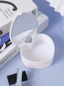 1 件儿童珠宝收纳盒，心形发饰收纳盒带镜子，个性化简约设计，适合家庭、宿舍、便携式日常使用 - 彩色 - 查看 14