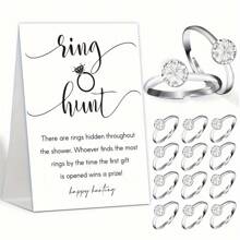 51 件戒指寻宝游戏、新娘送礼会游戏（带戒指、一个标志和 50 个戒指）、新娘送礼会和婚礼送礼会游戏（适合宾客）、订婚派对游戏、新娘送礼会装饰品 - 彩色 - 查看 1