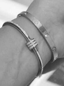 1pc/2pcs/3pcs Stainless Steel Bracelet Men And Women's Four Seasons Personalized Design Heart Zirconia Bracelet Jewelry Accessories Gifts, Jewelry Gold Jewelry Jewelry Women Bracelets Accessories Women Stainless Steel Jewelry Bracelets For Women Western Jewelry