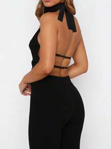 WOWDARK 女士夏季露背吊带缎面上衣，黑色，性感时尚，适合情人节、约会、聚会、派对、旅行、度假、海滩等场合。 - 黑色 - 查看 6