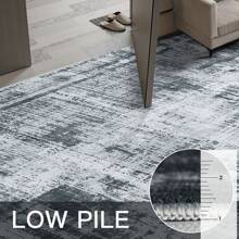 Sour Lemon 8x10 Area Rugs For Living Room, Large Machine Washable Area Rug, Non Slip Vintage Retro Rugs For Bedroom, Soft Boho Abstract Rug Foldable Carpet Rugs For Living Room Home Office Decor - Grey Black - 查看 2