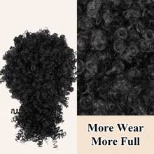 Afro Puff Drawstring Ponytail With Kinky Curly Hair Clip In Bangs Short Ponytail Extension Updo Hairpieces Short Curly Puff Ponytail With Bangs Clip In Wrap Updo Hairpiece For Women - Multicolor - View 4