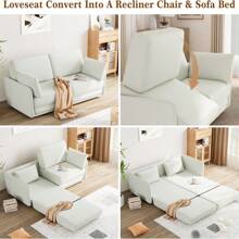 Living Room Sofa, 66 Inch Pull Out Sofa Bed, 3-In-1 Convertible Sleeper Couch With Thicked Cushions, Multi-Functional Queen Size Sofa Bed For Living Room, Bedroom, Apartment, Office - Beige - View 3