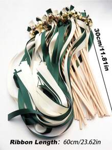 10/20pcs Wedding Wands Party Streamers Gold Bells Satin Ribbons Magic Fairy Wands Bridal Shower Photo Prop Romantic Wedding Send Off Kissing Bells Wedding&Bridal Party Favors Gifts Birthday Graduation Birthday Decorations Party Decorations Bachelorette Summer Beach Back To School School Supplies Room Decor - Multicolor - View 12
