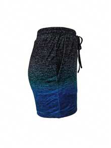 女士时尚渐变色短裤，性感运动街头风，春夏款，欧美风度假风 - 藍色 - 查看 3