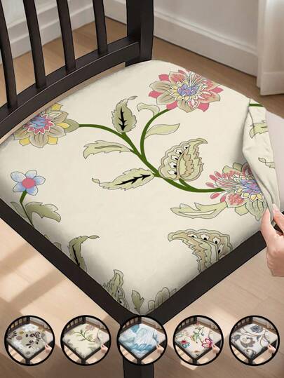 1/4/6pcs Stretch Chair Seat Covers, Universal Dining Room Chair Slipcovers, Removable Washable Elastic Anti-Scratch Cushion Covers For Kitchen, Dining Room, Office Gifts Birthday Graduation