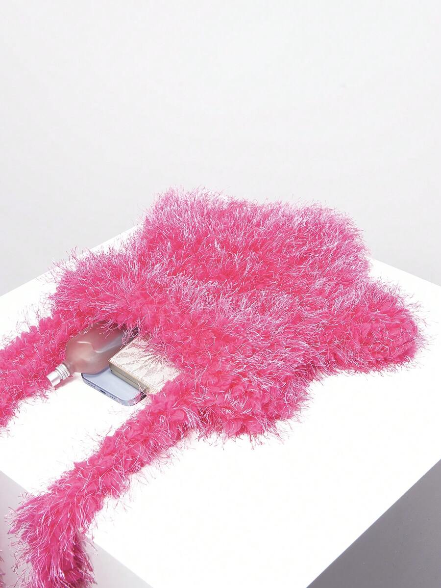 Y2K 糖果色毛绒斜挎包，可爱星星单肩包，休闲、约会、度假旅行钱包，适合女孩