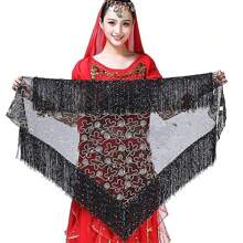 1pc Women Belly Dance Accessories Mesh Hip Scarf Triangle Long Tassel Women Waist Chain Sequin Stage Performance Belly Dance Waist Chain - Multicolor - View 17