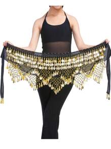 320枚肚皮舞硬币腰链，三层臀巾，适合舞蹈练习、舞蹈训练，夏季秋季、万圣节适用 - 錢幣肚皮舞腰鏈 - 查看 1