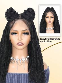 全蕾丝编织假发，手工编织波浪形蕾丝前部假发，200% 密度透气蕾丝假发，适合日常佩戴 - 彩色 - 查看 5