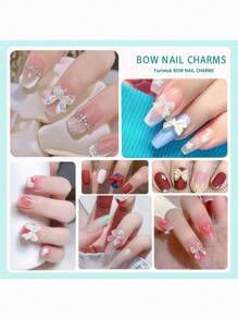 100 Stück/50 Stück/20 Stück/10 Stück bunte Schleifen-Nagelstifte mit Kristallen, 3D Schleifen-Nageldekoration Set in bunten Farben für Nagelsteine Design, DIY Dekoration, Juwelensteine, Nagelkunst, Nagelbedarf