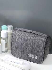 1pc Waterproof & Dry Separate Travel Toiletry Bag, Large Capacity Multi-Functional Portable Hanging Wash Bag For Summer Outdoor Vacation, Polyester Material, Solid Color - Grey - View 4