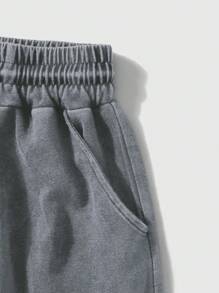 4 Pairs Men's Retro Washed Casual Daily Sports Shorts - Black - View 8